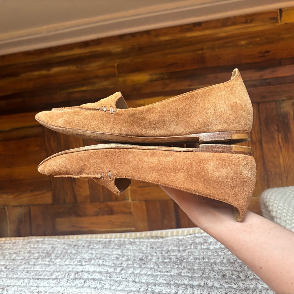 M.Gemi The Stellato Women Loafers Tan/Salmon Suede Pointed Toe Slip On Shoes - Picture 6 of 7